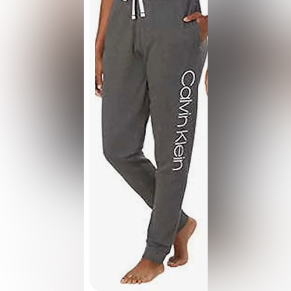 Calvin Klein Jogger Pants Women’s XL Gray French Terry Functional drawchord NEW